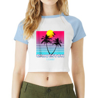 Galveston Texas Tx Retro Tank Top Raglan Crop Top | Artistshot