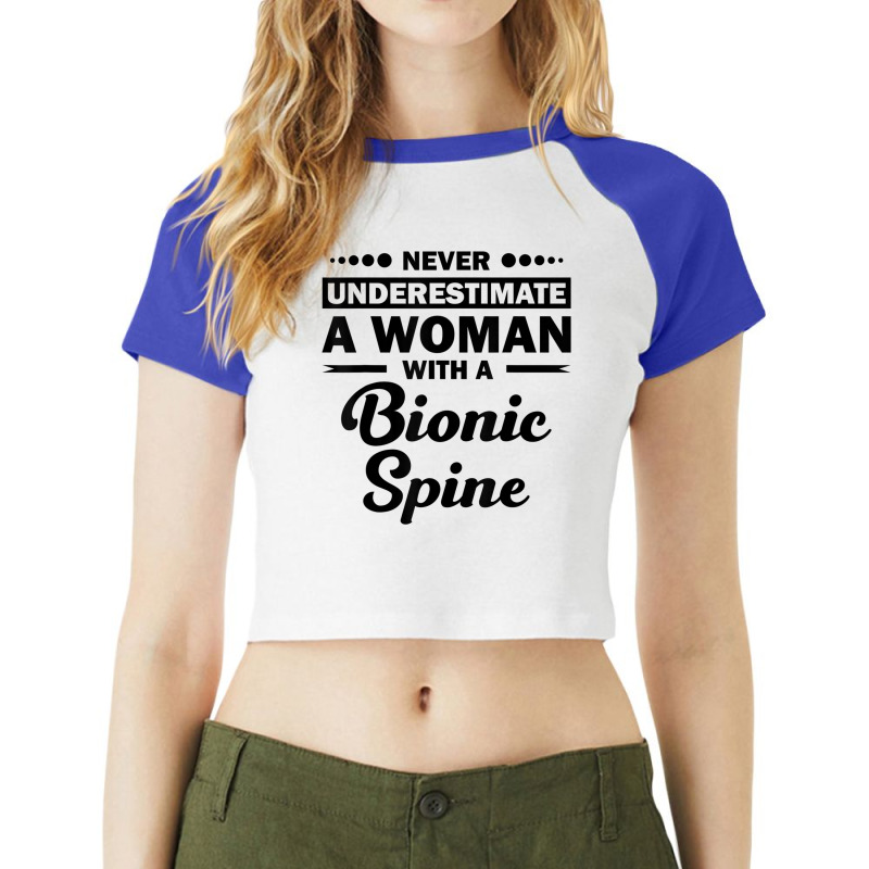 Funny Bionic Spine Surgery Recovery Gift Back Spinal Fusion Raglan Crop Top by JaronKennedy | Artistshot