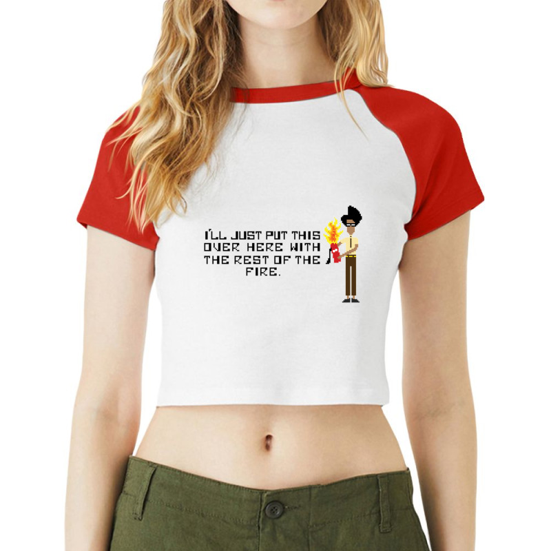 The I.t Crowd  Extinguisher Raglan Crop Top by cm-arts | Artistshot