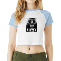 Black And White With Livvy Dunne Raglan Crop Top | Artistshot