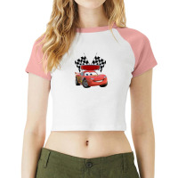 Flag Car Red Raglan Crop Top | Artistshot