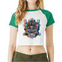 Samurai Oni Demon Mask Bushido Warrior Aesthetic Japanese T Shirt Raglan Crop Top | Artistshot