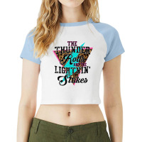 The Thunder Rolls And The Lightnin Strikes Leopard Raglan Crop Top | Artistshot