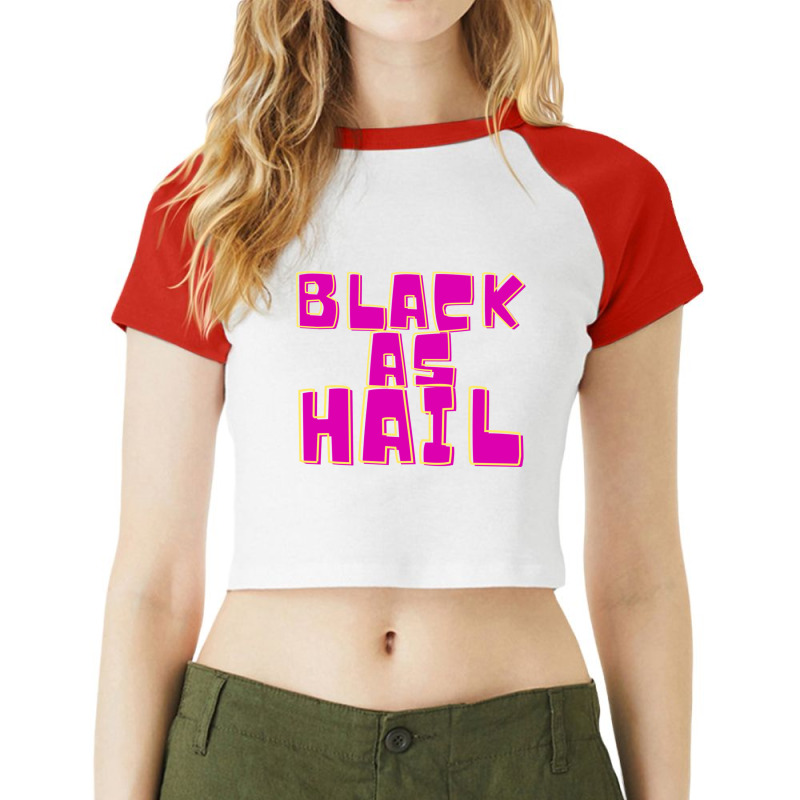 Black As Hail Purple Bold Vintage Text Design Raglan Crop Top by cm-arts | Artistshot