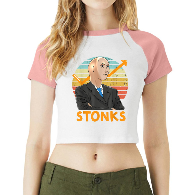 Stonks Guy Dank Meme Funny Stock Broker Stonks Guy Dank Meme Raglan Crop Top by ShelleyDoppelmayr | Artistshot