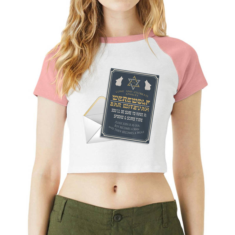 Bar Mitzvah Invitation Novelty Design T Shirt Raglan Crop Top by cm-arts | Artistshot