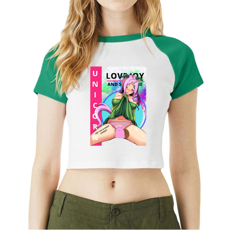 Pink Horn Anime  Unicorn Spread Leg Raglan Crop Top by cm-arts | Artistshot