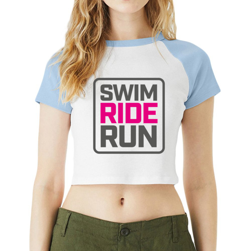 Swimriderun  Pink Raglan Crop Top by cm-arts | Artistshot