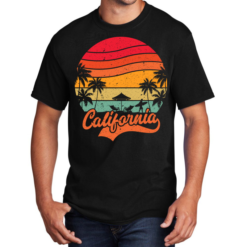 California Surfing Paradise, Summer Vacation Palm Basic T-shirt by T-shirts+ | Artistshot