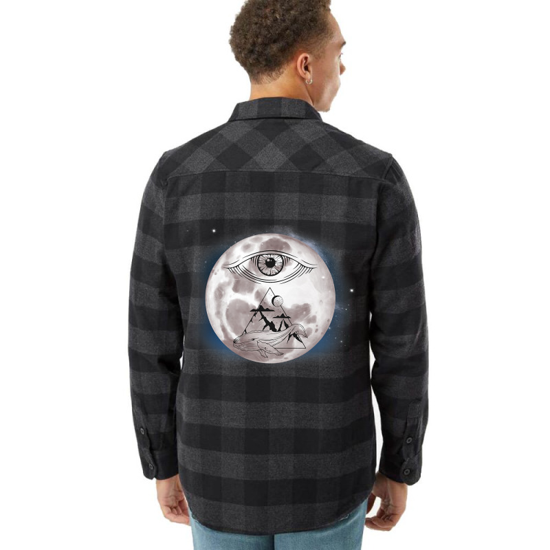 Celestial Eye Mystical Pyramid Whale Esoteric Moon Flannel Shirt | Artistshot