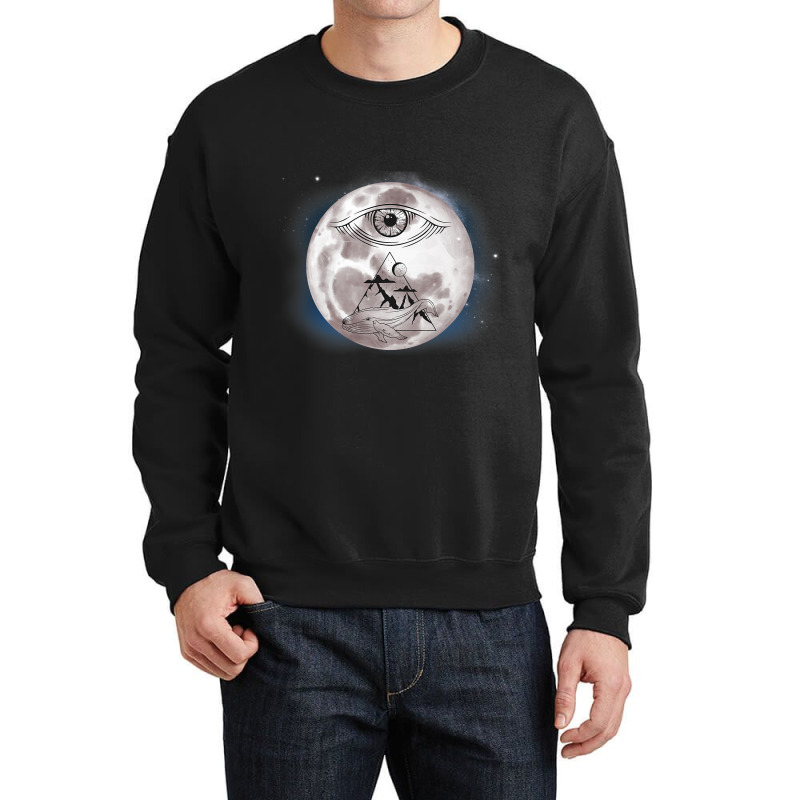 Celestial Eye Mystical Pyramid Whale Esoteric Moon Crewneck Sweatshirt | Artistshot