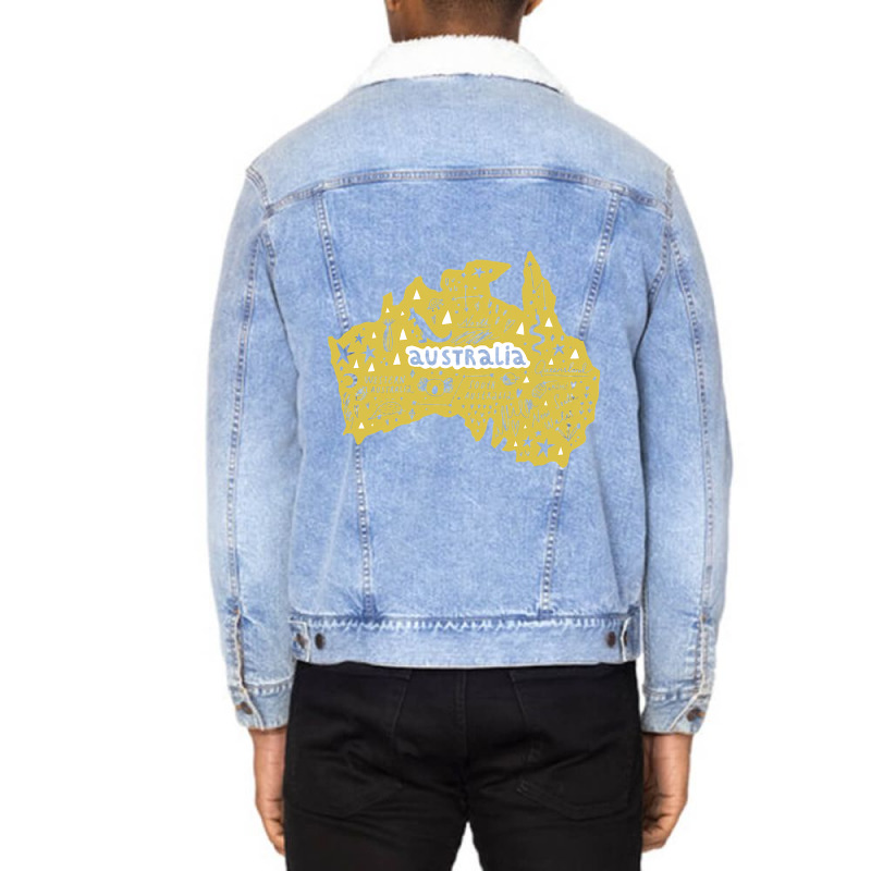 Australia Wales South West Country Map Kangaroo Is Unisex Sherpa-Lined Denim Jacket by NeirlLowry | Artistshot