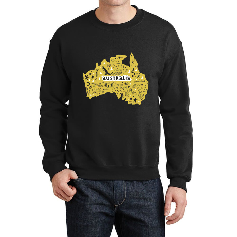 Australia Wales South West Country Map Kangaroo Is Crewneck Sweatshirt by NeirlLowry | Artistshot