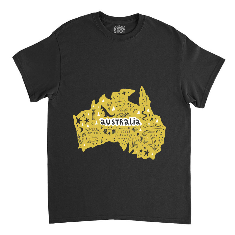 Australia Wales South West Country Map Kangaroo Is Classic T-shirt by NeirlLowry | Artistshot