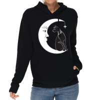 Celestial Mystical Black Cat Familiar Pagan Witchc Lightweight Hoodie | Artistshot