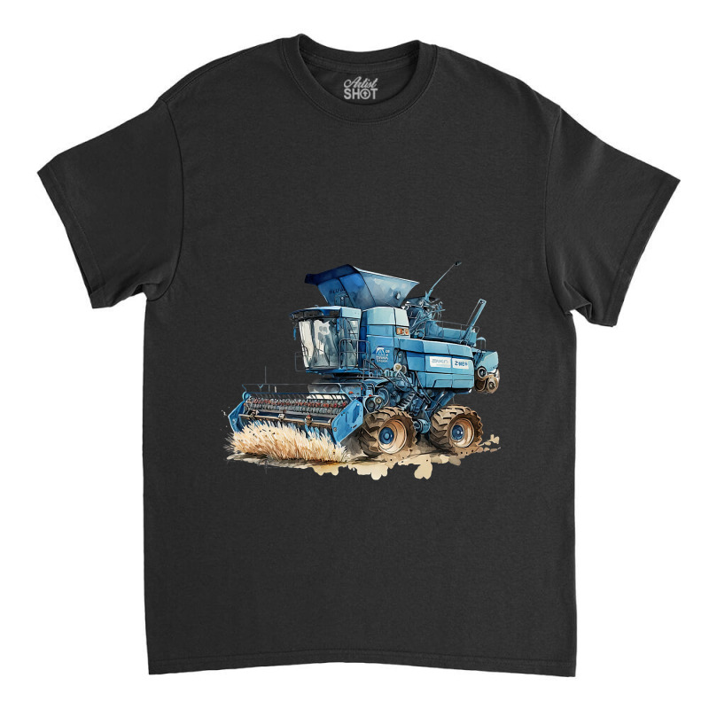 Blue Combine Harvester Farm Tractor Farmer Agricul Classic T-shirt by StevieDerry | Artistshot