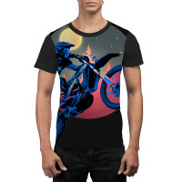 Blue Dirt Bike Rider Motorbike Racer Retro Sunset  Graphic T-shirt | Artistshot