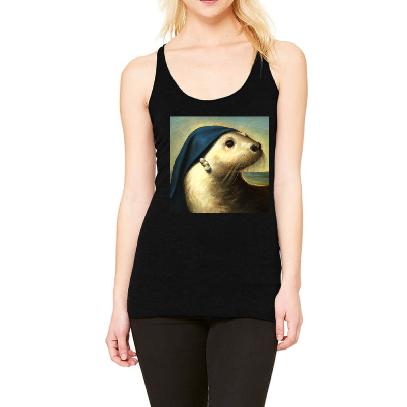 A Sea Otter With A Pearl Earring Vermeer Funny Art Racerback Tank by JuditHanley | Artistshot