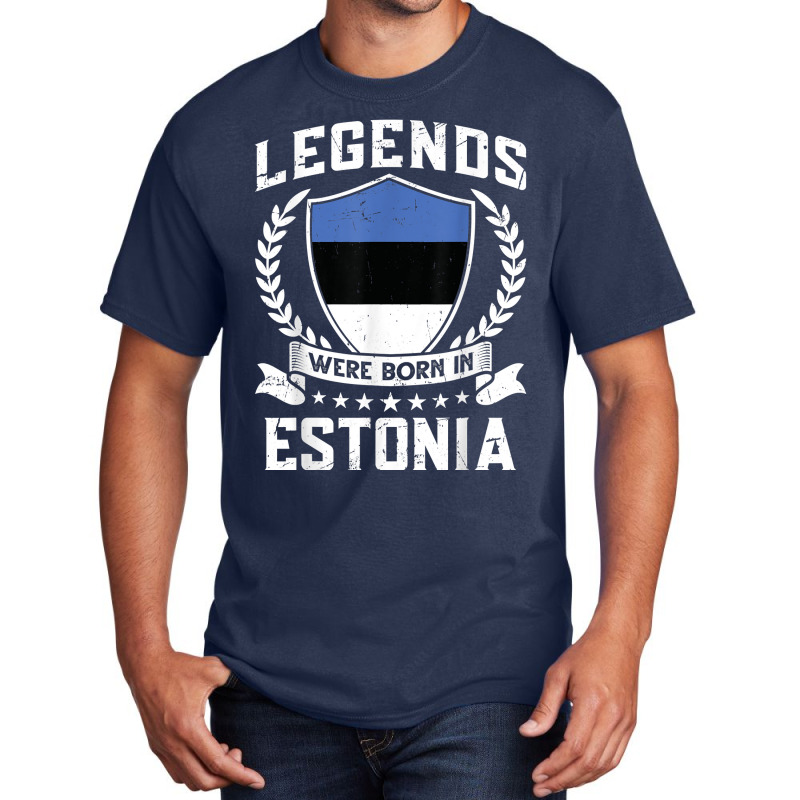 Vintage Design Estonian Flag Legends Were Born In Estonia T Shirt Basic T-shirt | Artistshot