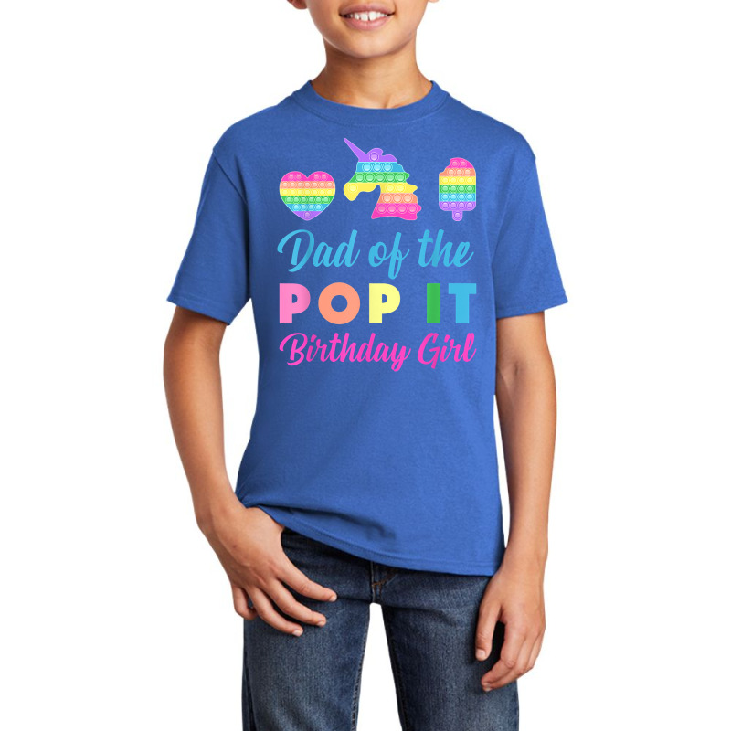 Mens Dad Of The Pop It Birthday Girl Unicorn Heart Ice Cream T Shirt Basic Youth T-shirt by CrespinoEllawyn | Artistshot