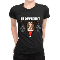 Be Different Hanging Santa Hedgehog With Sleeping  Ladies Fitted T-shirt | Artistshot