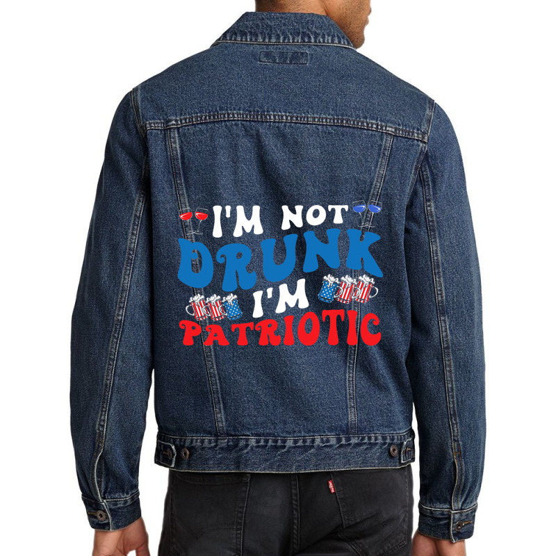 4th Of July Party Usa Im Not Drunk Im Patriotic Vi Men Denim Jacket | Artistshot