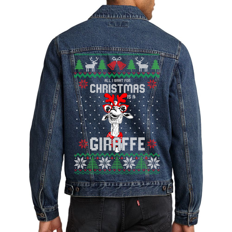 All I Want Christmas Is A Giraffe Reindeer Christm Men Denim Jacket | Artistshot