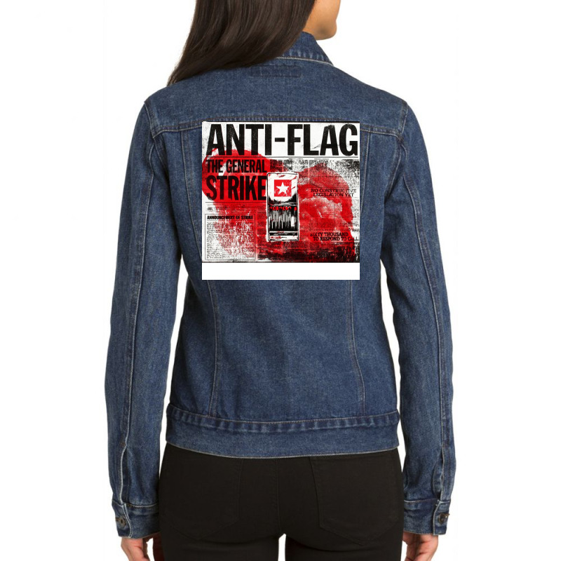 Anti Flag The General Strike Tour Dates 2022 Sukoharjo Ladies Denim Jacket by adnanbuyung | Artistshot