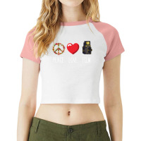 Filmmaker Peace Love Film Film Producer Videographer Raglan Crop Top | Artistshot