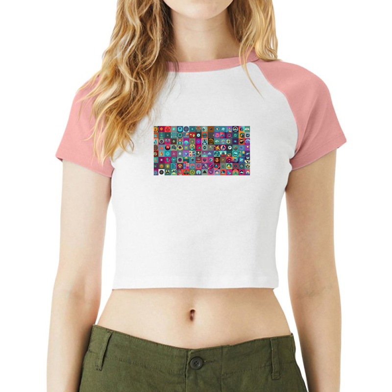 Futuristic Iconography Raglan Crop Top by JenniferKreiser | Artistshot