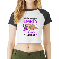 Crohns Awareness   Mostly Running On Empty Crohn's Warrior Raglan Crop Top | Artistshot