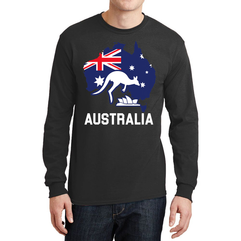 Australia Country Map Australian Kangaroo Melbourn Long Sleeve Shirts | Artistshot