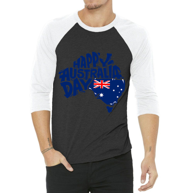 Australia Day Australia Map Proud Aussie Roo Kanga 3/4 Sleeve Shirt by DEBORAHBOURSSIQUOT | Artistshot