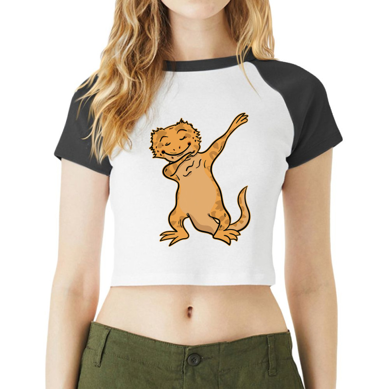 Bearded Dragon Agamid Lizard Dabbing Dance Raglan Crop Top by MasynPaulin | Artistshot