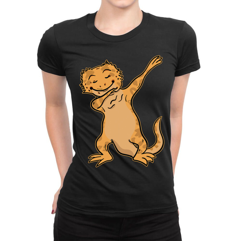 Bearded Dragon Agamid Lizard Dabbing Dance Ladies Fitted T-Shirt by MasynPaulin | Artistshot