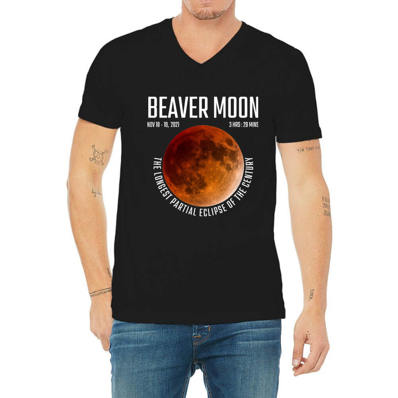 Beaver Moon The Longest Partial Lunar Eclipse V-Neck Tee by NariahPringle | Artistshot