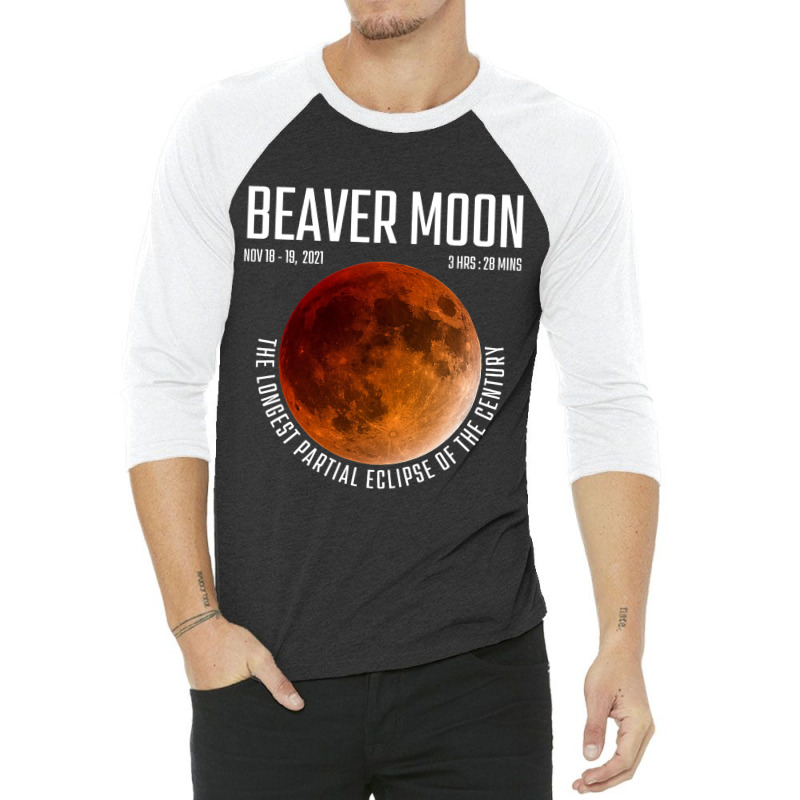 Beaver Moon The Longest Partial Lunar Eclipse 3/4 Sleeve Shirt by NariahPringle | Artistshot