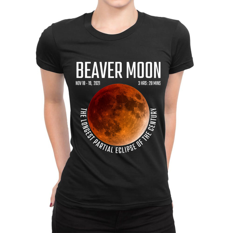 Beaver Moon The Longest Partial Lunar Eclipse Ladies Fitted T-Shirt by NariahPringle | Artistshot