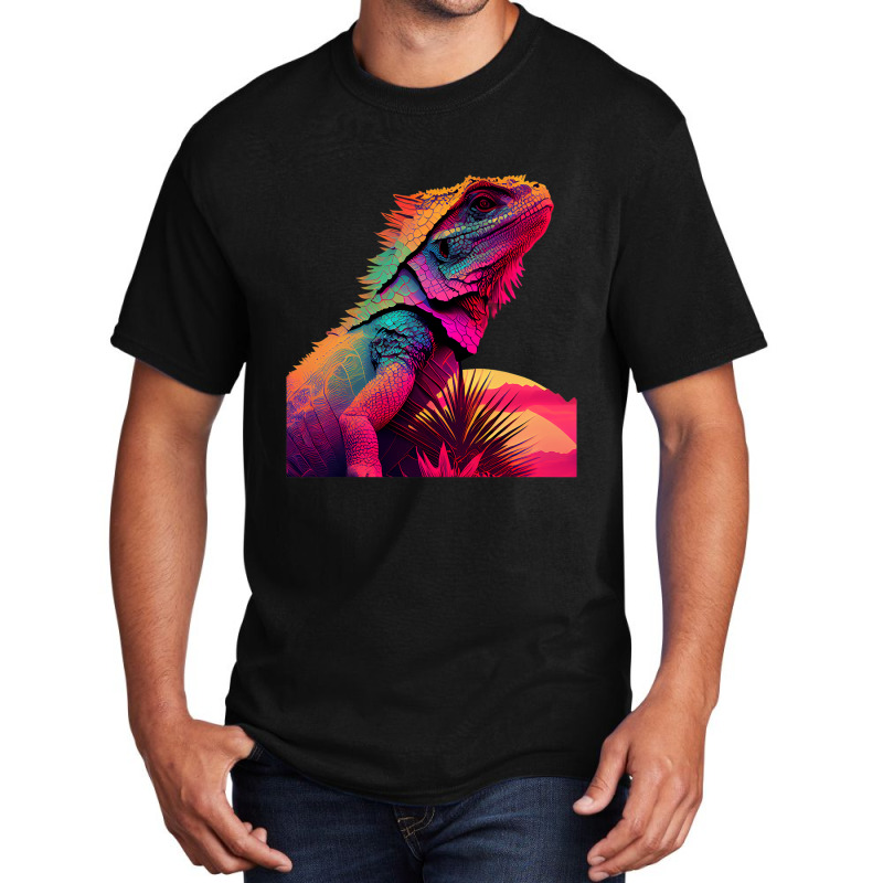 Bearded Dragon Pogona Lizard Vaporwave Basic T-shirt | Artistshot