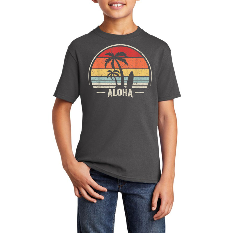 Vintage Retro Aloha Hawaii Hawaiian Island Palm Beach Surf T Shirt Basic Youth T-shirt by diles | Artistshot