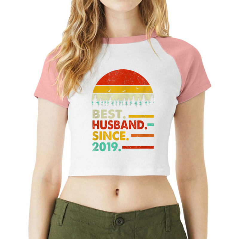 Mens 2 Year Wedding Anniversary Gift Him Best Husband Since 2019 Raglan Crop Top | Artistshot