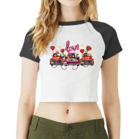 Valentine's Day Farm Trucks Farm Animals Raglan Crop Top | Artistshot