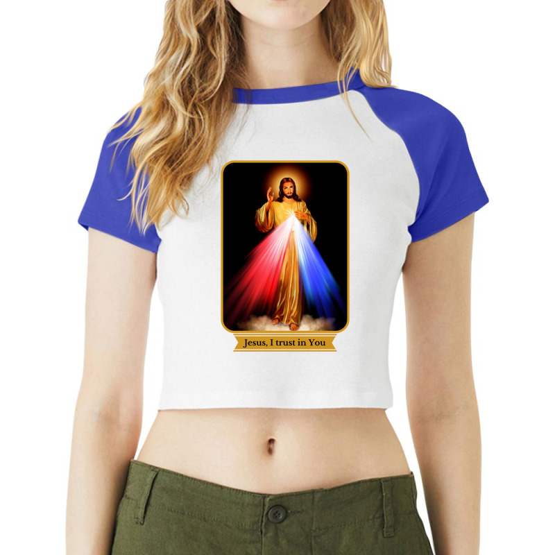 Divine Mercy Jesus I Trust In You Catholic Long Sleeve Raglan Crop Top by VincentKirizaChiriminami | Artistshot