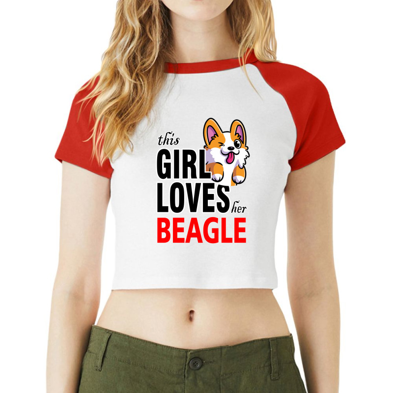 This Girl Loves Her Beagle Raglan Crop Top by lorismerch | Artistshot