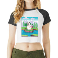 Cuddly Polar Bear On A Small Island On A Lake Premium T Shirt Raglan Crop Top | Artistshot