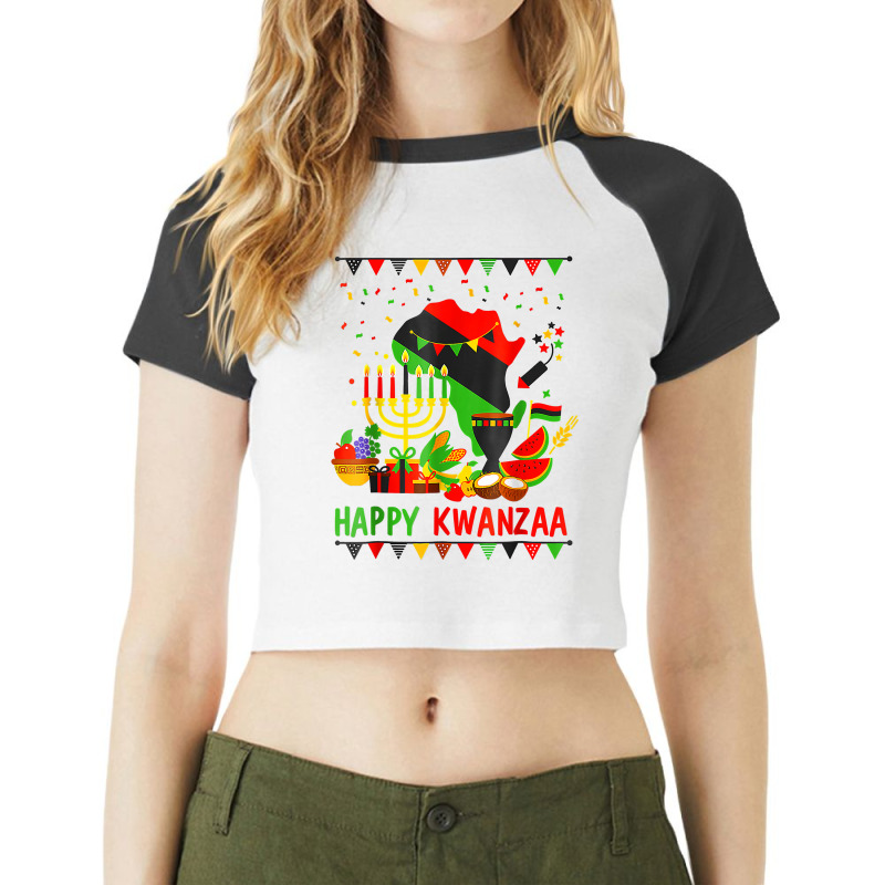 Happy Kwanzaa 7 Principles Of Kwanzaa December 26 January T Shirt Raglan Crop Top by lejo83khanna | Artistshot