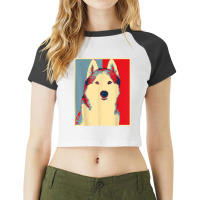 Dog Artwork Husky   Vintage Silhouette Siberian Husky T Shirt Raglan Crop Top | Artistshot