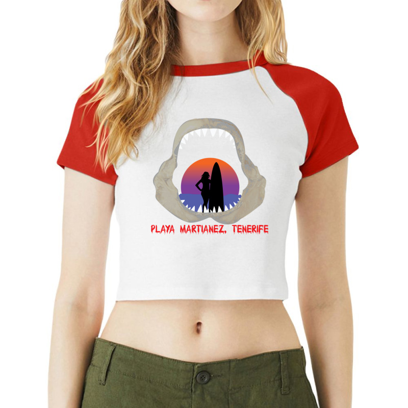 Playa Martianez Tenerife Tee Raglan Crop Top by EdieTiffany | Artistshot