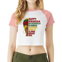 Happy Kwanzaa African Black Woman 7 Principles Pullover Hoodie Raglan Crop Top | Artistshot