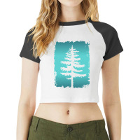 Legendary Conifer Tree Silhouette Drawing Raglan Crop Top | Artistshot